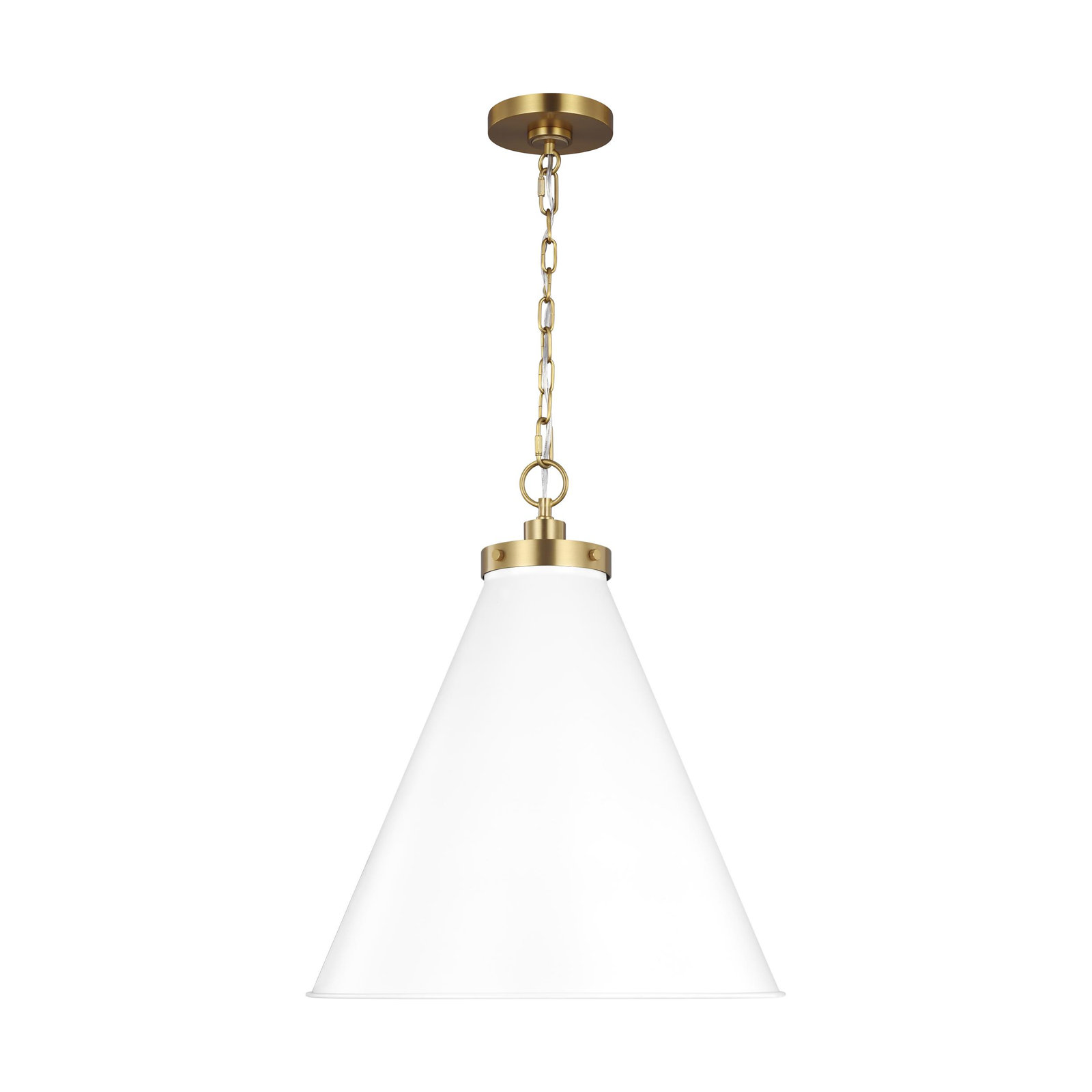 Arnell Single Light Metal Dimmable Pendant, Burnished Brass, Matte White, 22.625" H x 19.5" W x 19.5" D