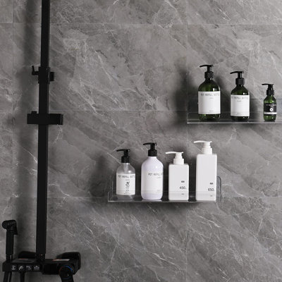 6 Pack Acrylic Shelves For Wall Storage, Floating Bookshelves For Kids, Display Shelf Organizer For Bathroom, Bedroom, Living Room, Kitchen, Room Decor, Clear