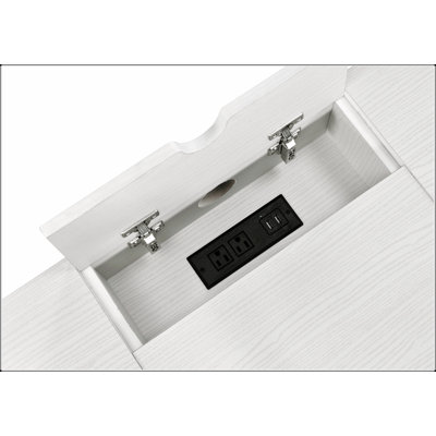 Bureau d'écriture moderne avec port de chargement USB et rangement spacieux, parfait pour la maison ou le bureau