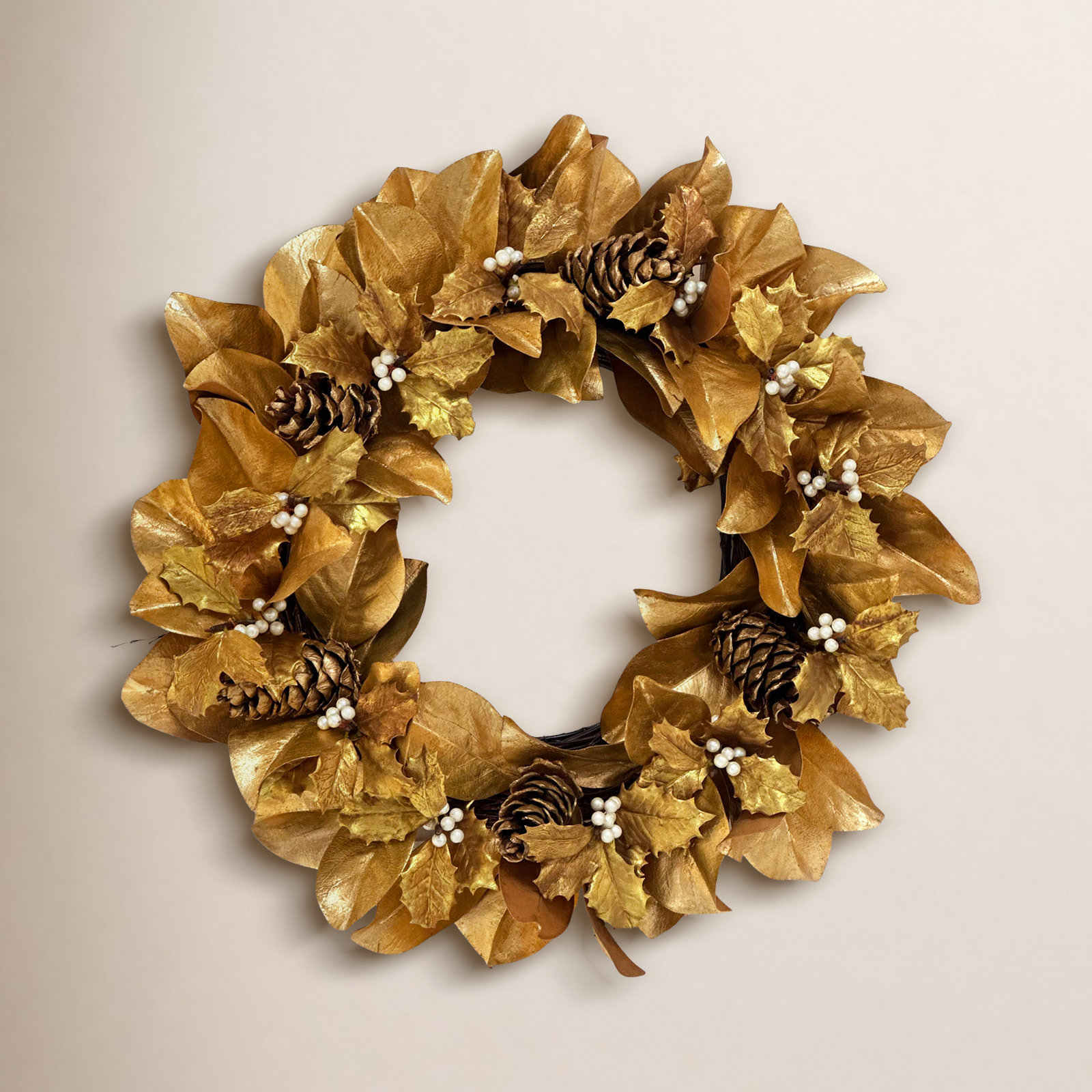GOLDEN MAGNOLIA LEAF WREATH
