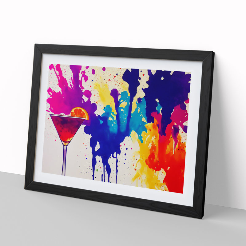 Cocktail Paint Splash Vol.1 Abstract - Framed Print, Black, 46cm H x 64cm W x 2cm D