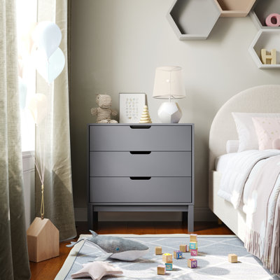 Commode à 3 tiroirs en bois avec glissières à roulement lisse pour chambre d'enfant