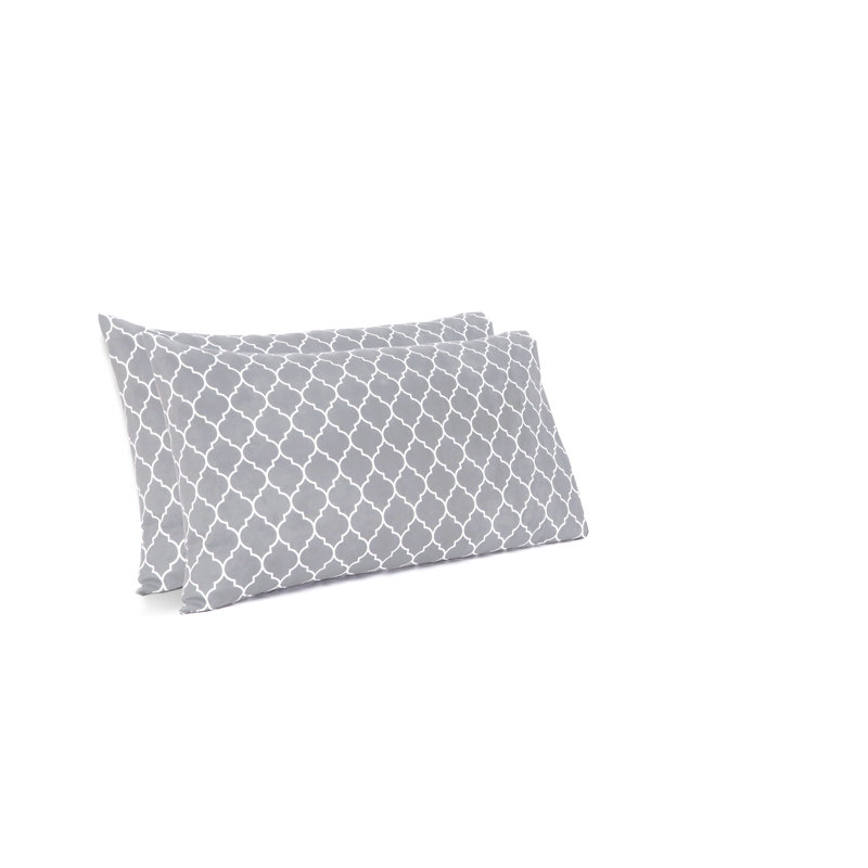  Housses de coussin en microfibre Quatrefoil, Grand, Gris / blanc