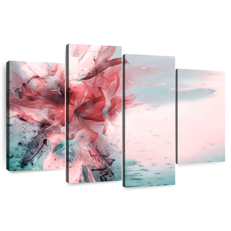 Avery Pink And Teal Lilies, 22" H x 36" W