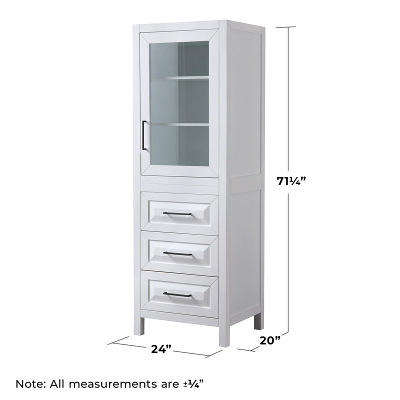 Daria Linen Cabinet, White/Matte Black Trim