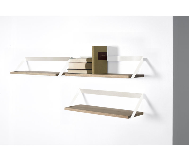 Ribbon Oak Solid Wood Floating Shelf, White