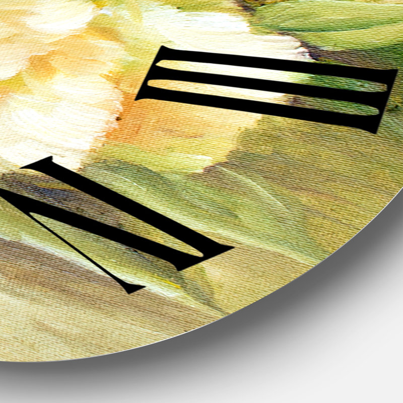 Vignes roses blanches et jaunes - horloge murale traditionnelle, Moyenne
