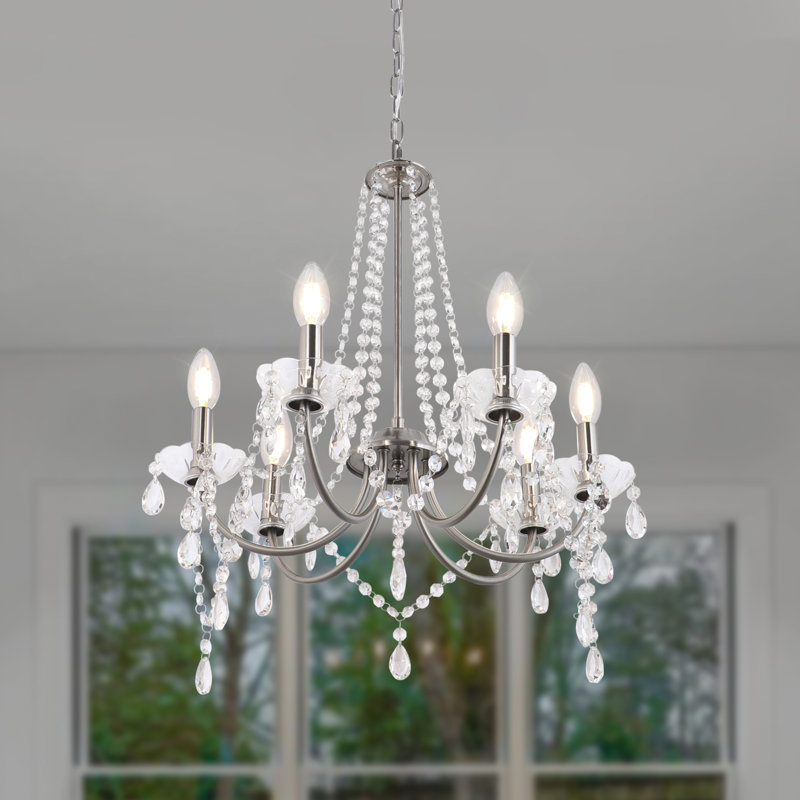 Faheema 6 - Light Dimmable Classic / Traditional Chandelier, Nickel