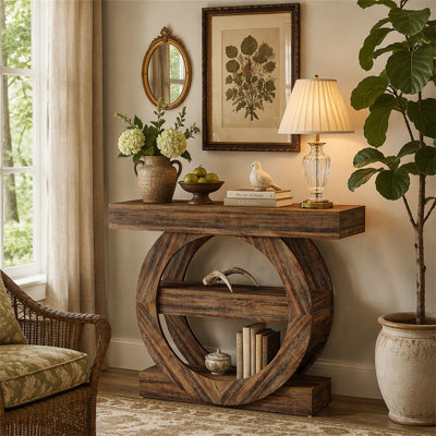 41.3" Console Table, 3-Tier Sofa Hallway Table with Storage Shelves