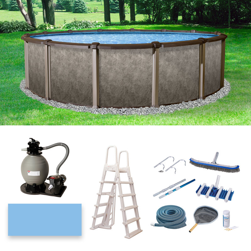 Blue Wave Products Riviera 8-in Top Rail Metal Wall Swimming Pool ...
