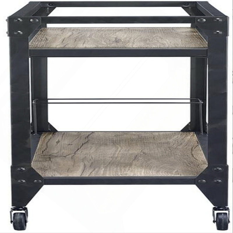 Rustic Oak & Charcoal Finish Serving Cart