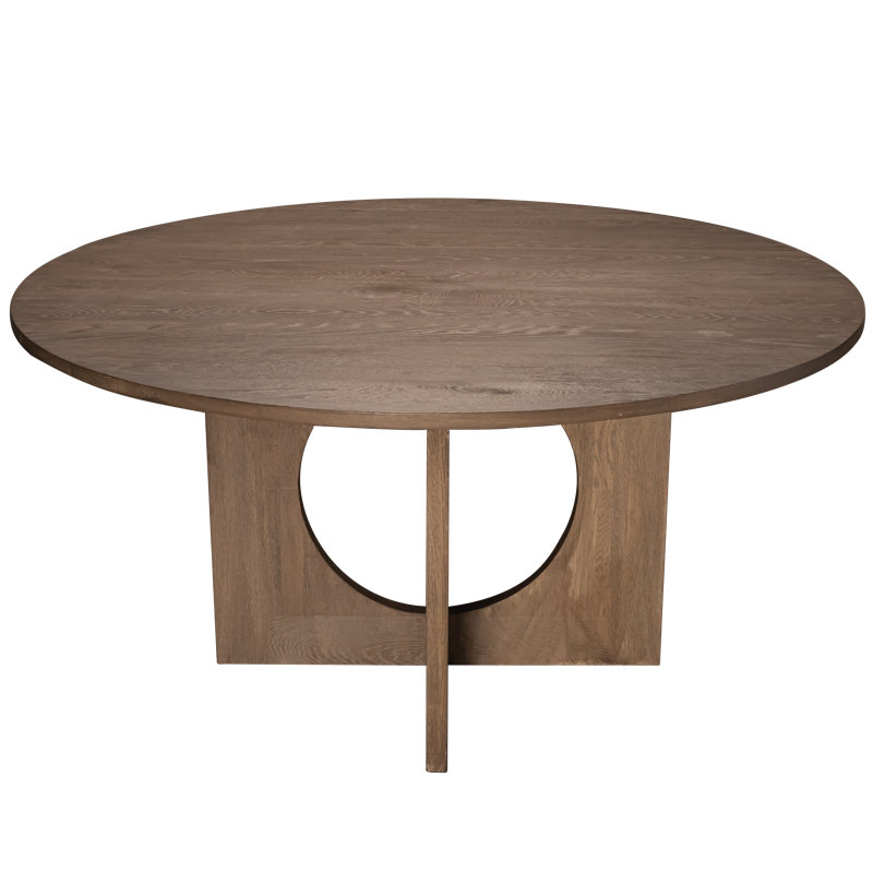 Solid Oak Wood Curved Base Dining Table with Seating for 6