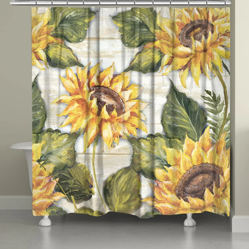 Rideau de douche Sunflowers On Shiplap