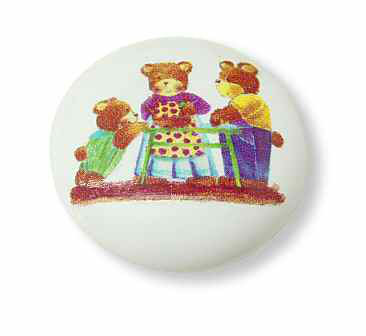 (5 Pack) 1-1/2 inch Three Bears Ceramic Knob