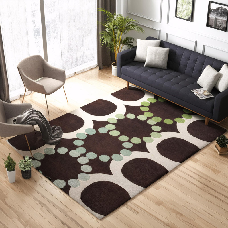 Avalisa Brown/White Area Rug, Rectangle 7'9" x 10'6", Blue/Brown/Cream/Green