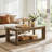 47.24" Rectangular Rustic Coffee Table With Open Storage Shelf, Retro Farmhouse Center Table for Living Room