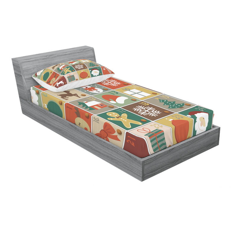 Microfiber Patchwork Sheet Set, Twin XL Sheet Set with Fitted Sheet