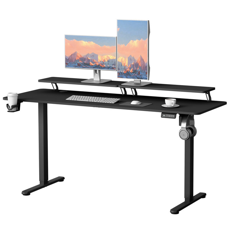 Bureau de jeu debout à hauteur réglable Kreutzer, Noir / Noir, H 28,7 po x l 62,99 po x P 23,62 po