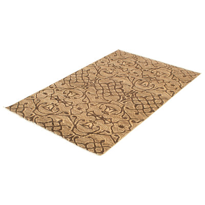 Tapis unique en laine noué à la main brun clair / brun clair 4 pi 11 po x 7 pi 9 po nouvel âge 18/20
