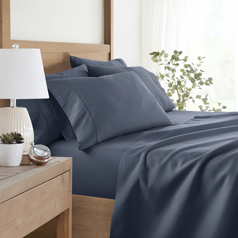 Sheet Set Solid Microfiber Ultra Soft Bedding, King Sheet Set with 4 Pillowcases, Stone