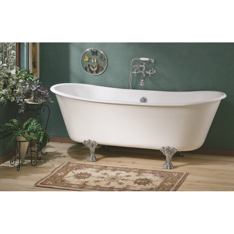 Winchester 68'' L Soaking Bathtub, Chrome, White Interior with White Exterior