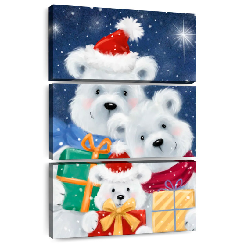 Famille d'ours polaires avec cadeaux Lelend, H 32 po x l 20 po