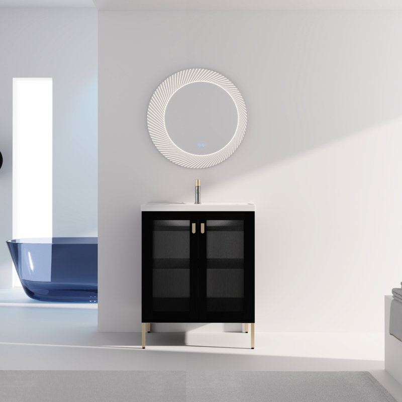 Meuble-lavabo autoportant avec lavabo en céramique