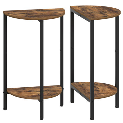 2-tier End Tables Half Round Side Tables Half Moon Table with Open Shelves