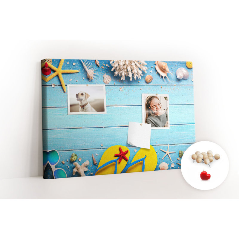 Wall Mounted cork board with print decorative wall message pin boards for office bulletin board ideas Sea stuff