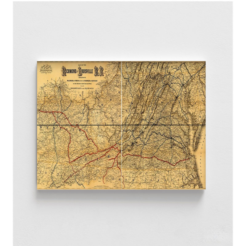 Impression de chemin de fer de Richmond et Louisville, impression d'affiche de train antique, art de carte de chemin de fer ancien, art mural d'entrée rustique, impression de carte de Richmond