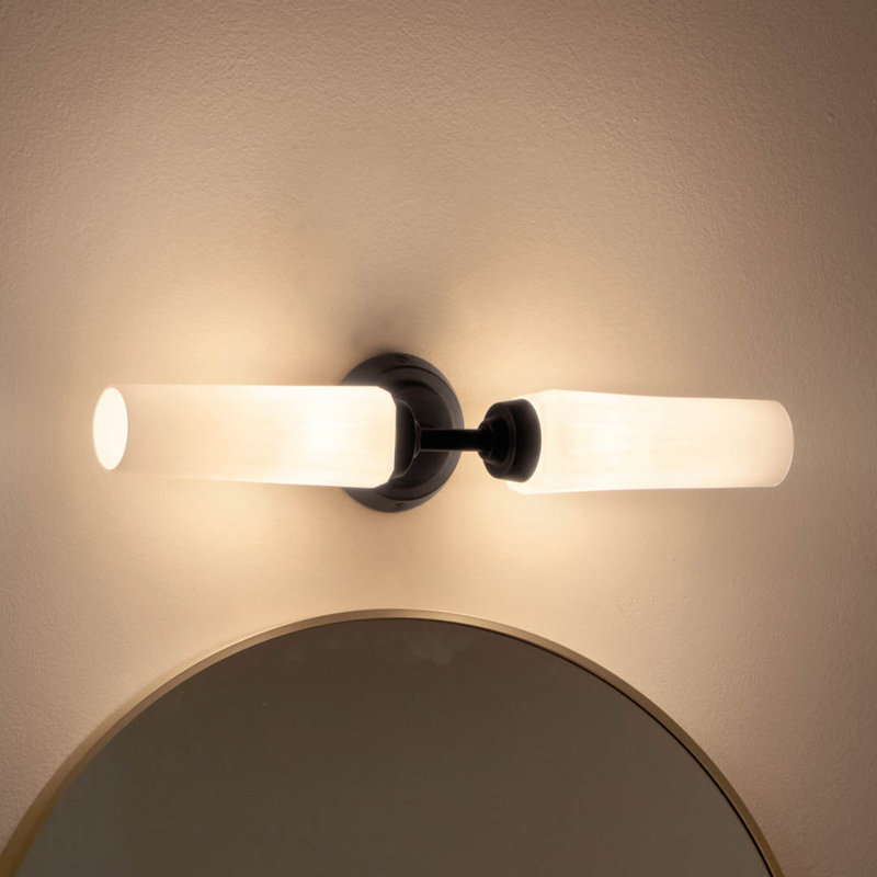 Éclairage pour salle de bain 2 lumières en nickel poli Lakeba, Noir