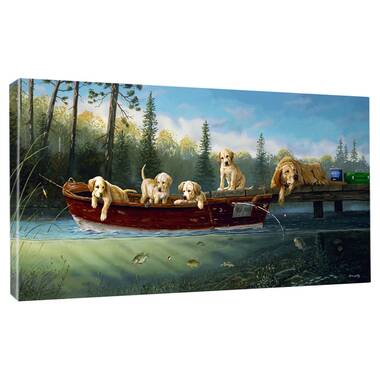 Fishing Lesson | Large Solid-Faced Canvas Wall Art Print | Great Big Canvas