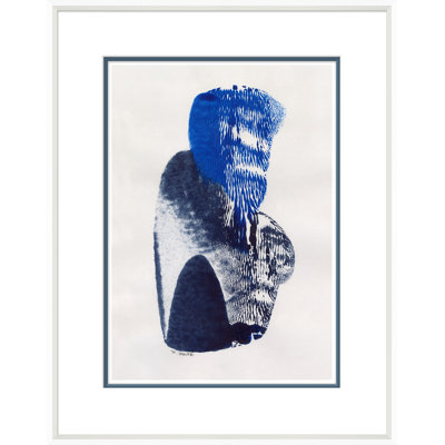 «Abstracts in Blue» - Peinture encadrée sur papier