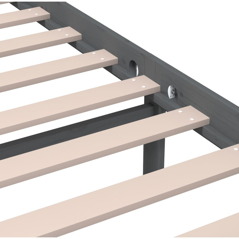 Bed Frame Solid Wood, 200 x 200cm, Grey