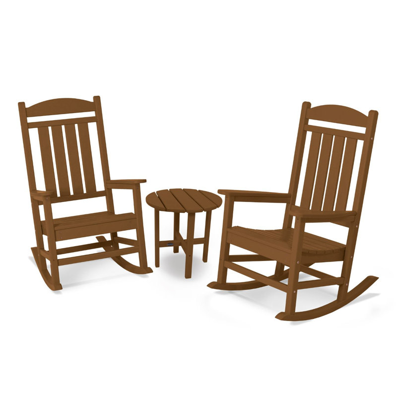 POLYWOOD Presidential 3-Piece Rocker Set, Teak