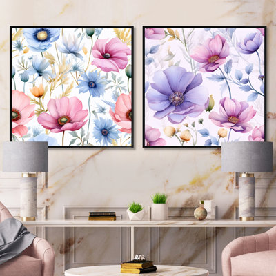 "Délicat fleur d'hibiscus rose en fleurs" 2 pièces