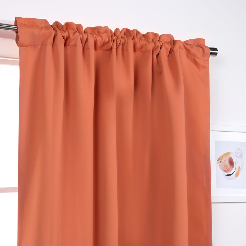 Bantam Solid Blackout Thermal Rod Pocket Curtain Panels, Apricot, 52" W x 63" L