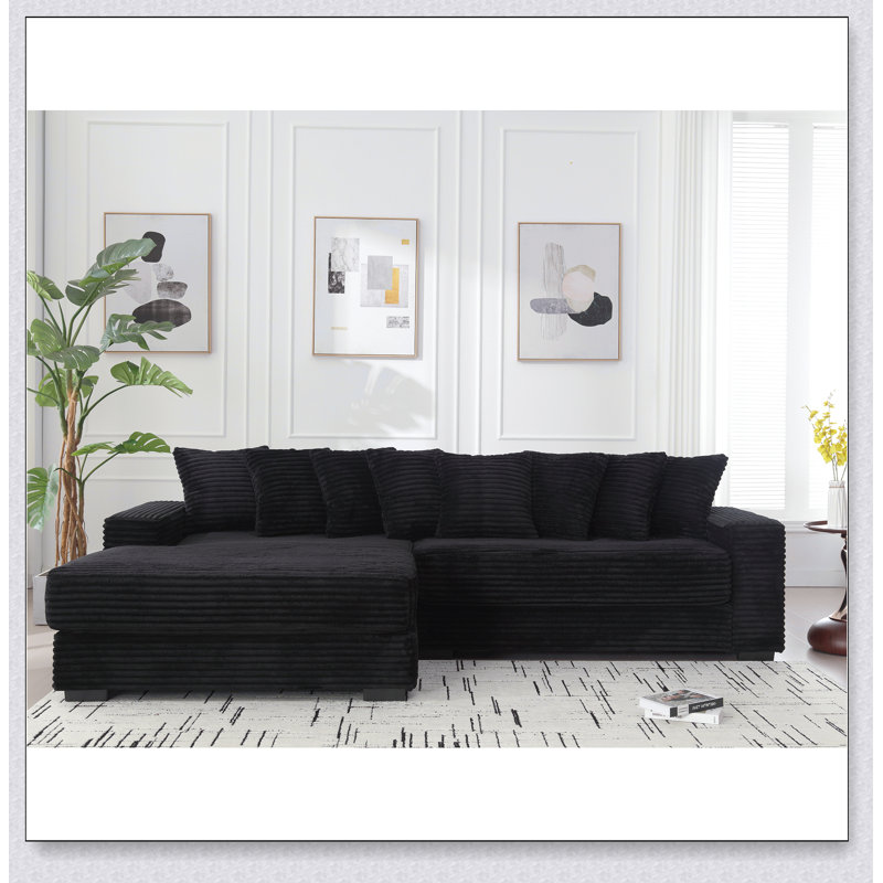 Canapé confortable surdimensionné en velours côtelé avec plusieurs coussins pour une détente ultime et une expérience d'assise confortable