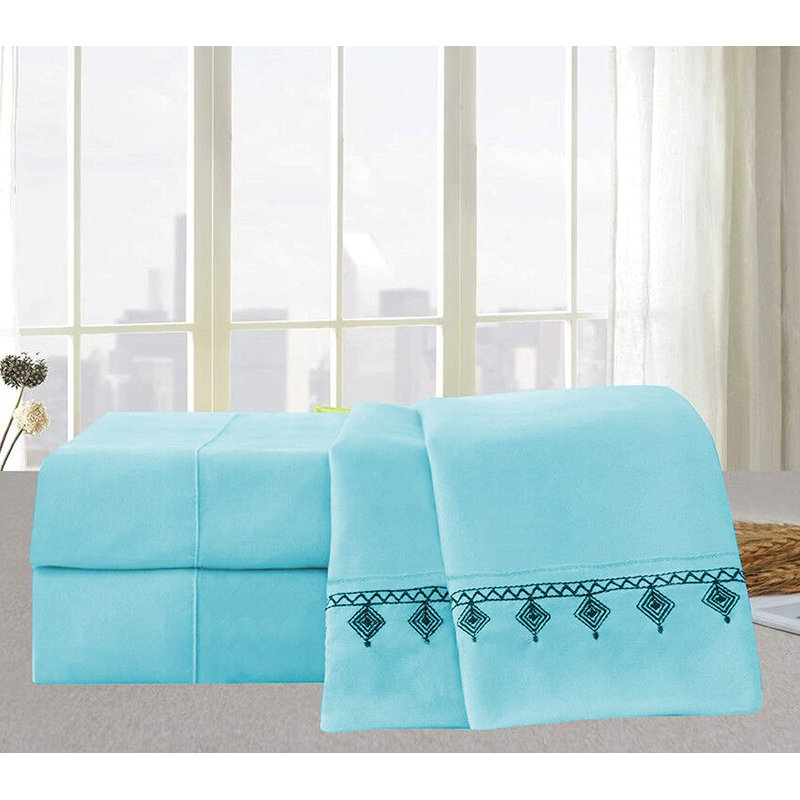 Ensemble de draps en microfibre percale, Complète, Aqua