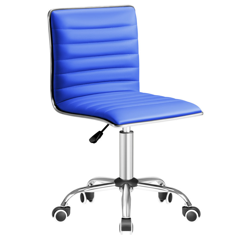Kaycee Faux Leather Mid Back Swivel Computer Task Desk Chair, Blue