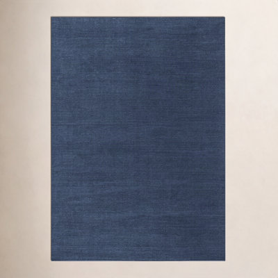Crowe Dark Blue Hand-Woven Wool Rug