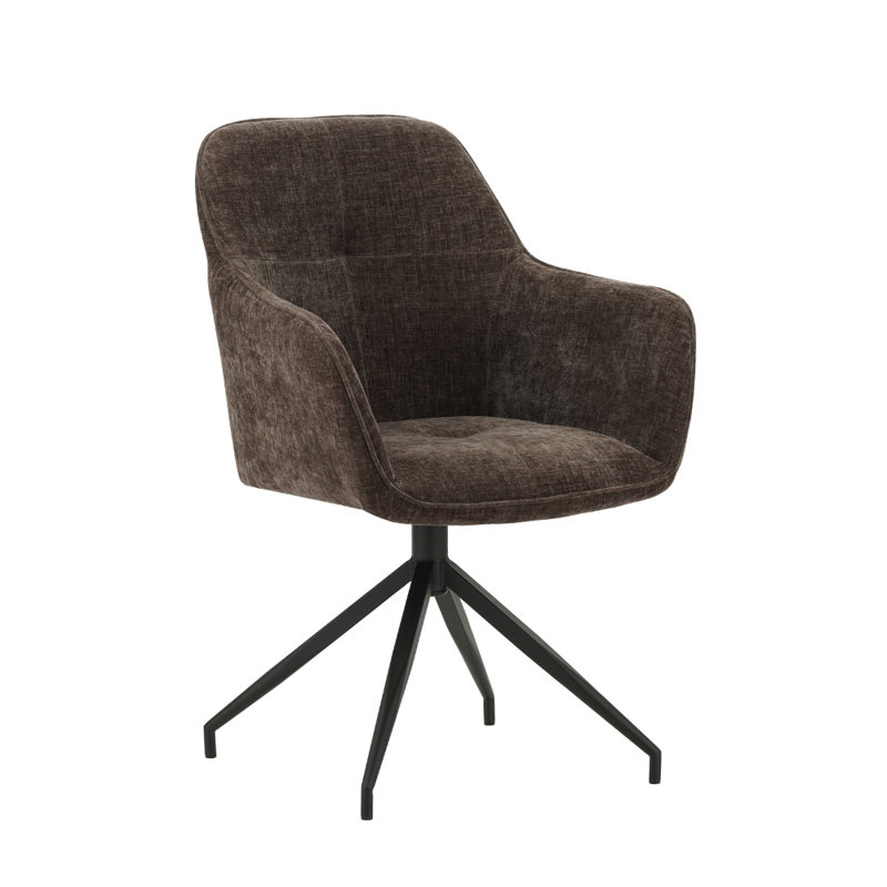 Timote 48cm H Tufted Polyester Blend Upholstered Metal Armchair, Brown