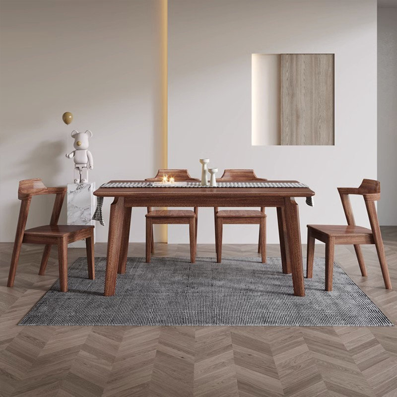 Brown Rectangular Solid Wood Dining Table