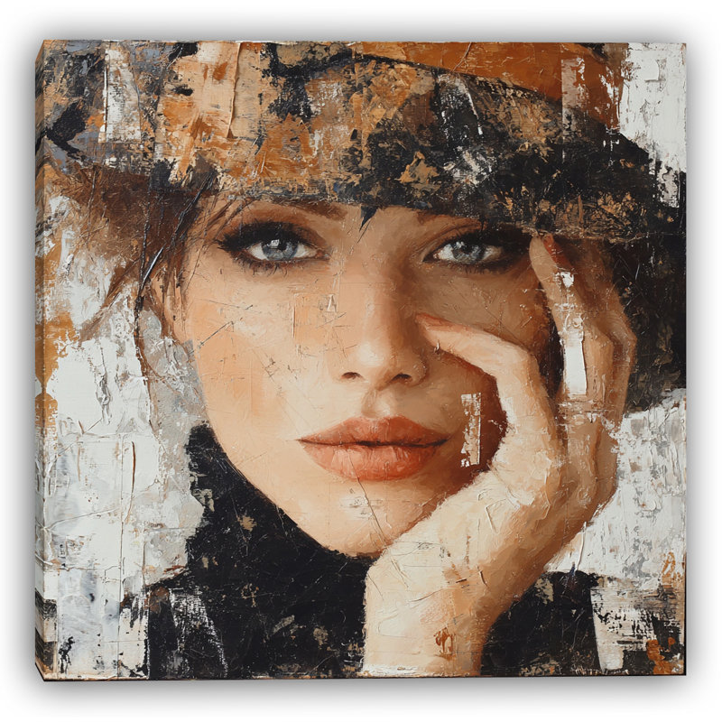 «Elegant Woman in Hat», art mural sur toile tendue, H 20 po x l 20 po
