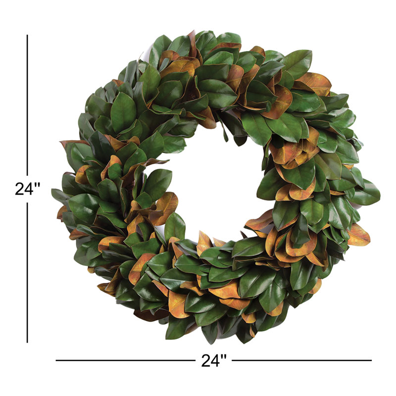 Couronne en métal Barrigan Magnolia Leaf, H 24 po x l 24 po x P 4 po
