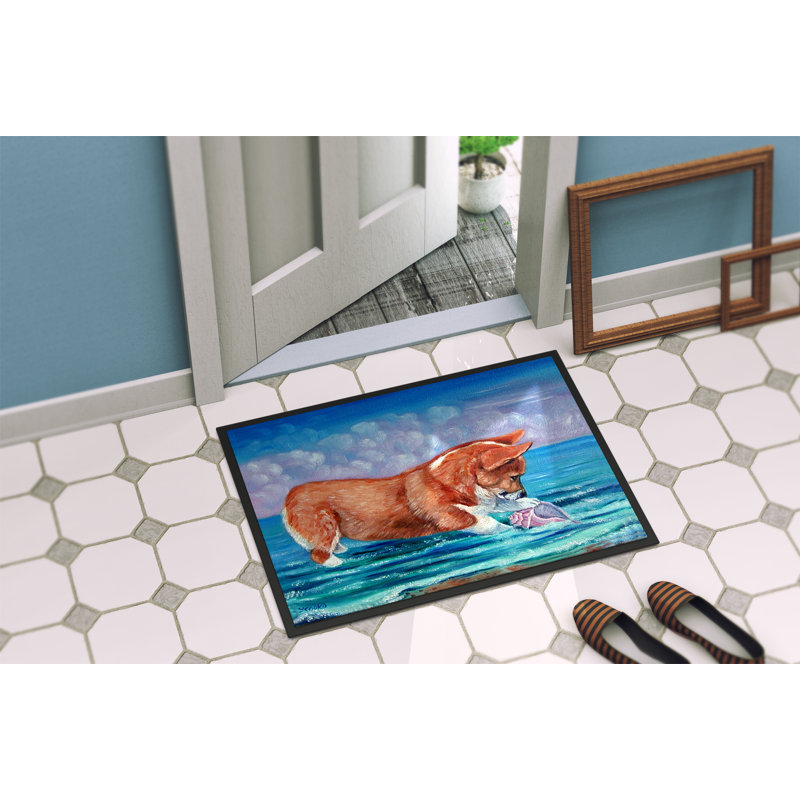 Tapis de porte d'extérieur antidérapant Wickett Corgi, Rectangle 2 pi x 3 pi