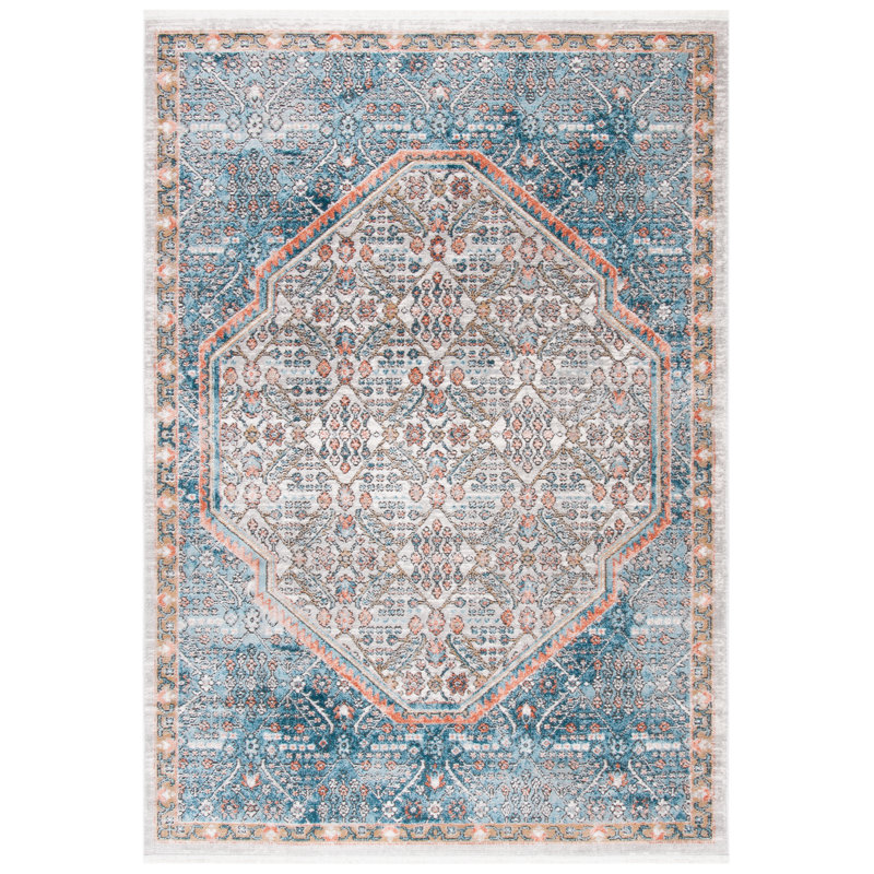 Tapis bleu/rouge Quonochontaug, Rectangle 4 pi x 6 pi