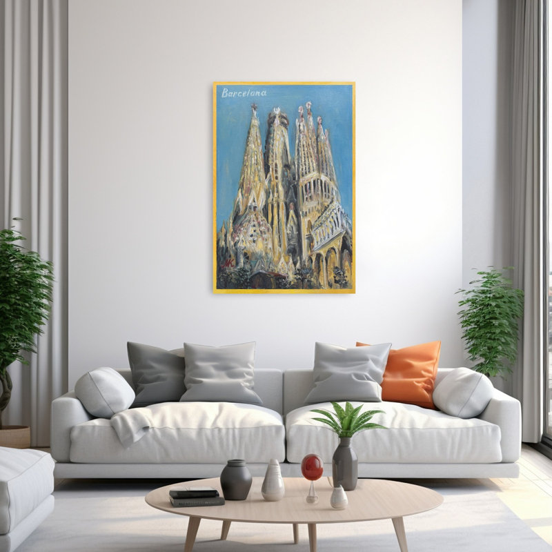 Sagrada Familia Barcelona Abstract Contemporary Architecture City Wall Art Print 1 Piece Wrapped Canvas Wall Art