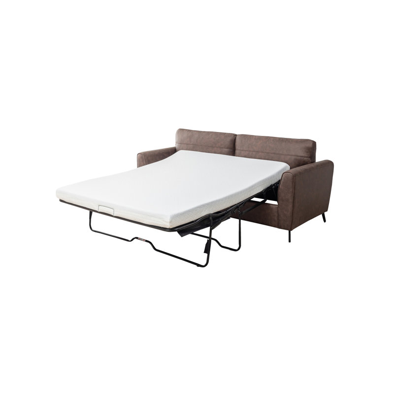 Canapé-lit convertible 2 places - Similicuir, structure en bois, style Mid-Century (salon)