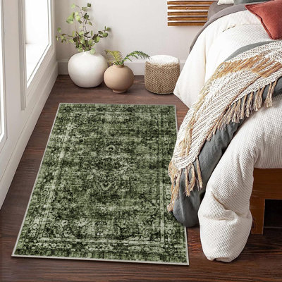 Tapis bohème doux et lavable pour le salon - Tapis rétro moderne à poils courts, durable, antidérapant - beige - grand 80 x 150 cm - Allemagne